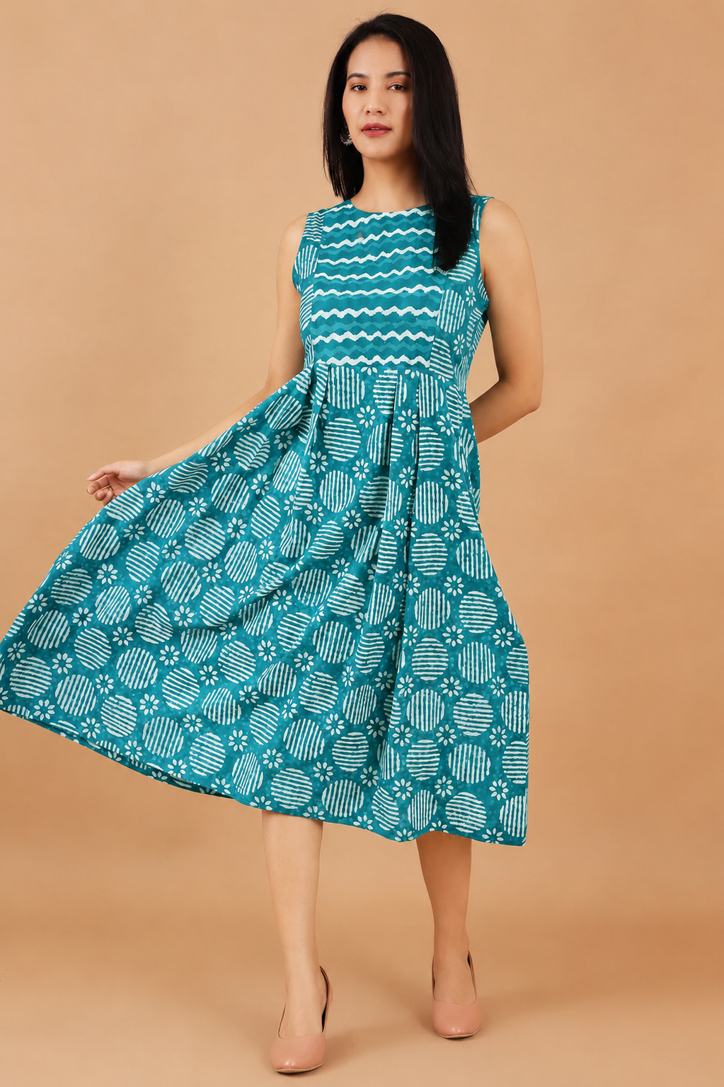 Teal Indigo Cotton Dress