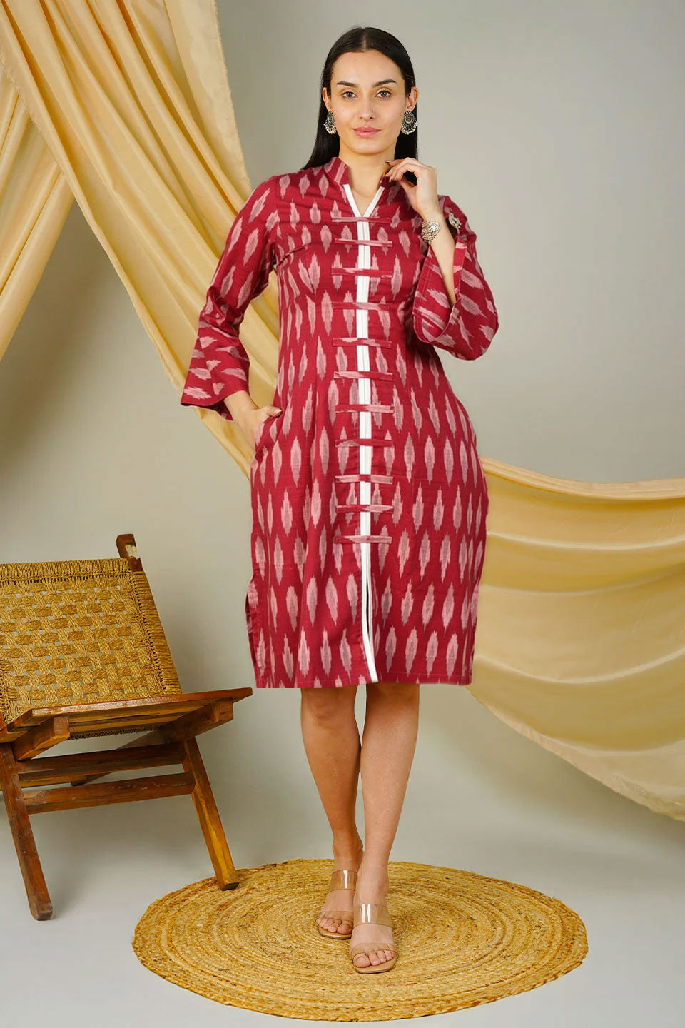 ikkat cotton dresses Okhai 'Ocean Eyes' Pure Cotton Ikat Dress  Okhaistore