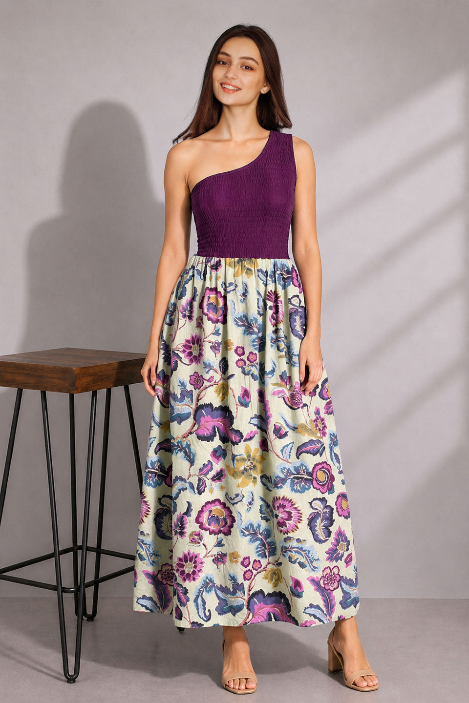 Cotton Jersey Purple Cotton Maxi Dress