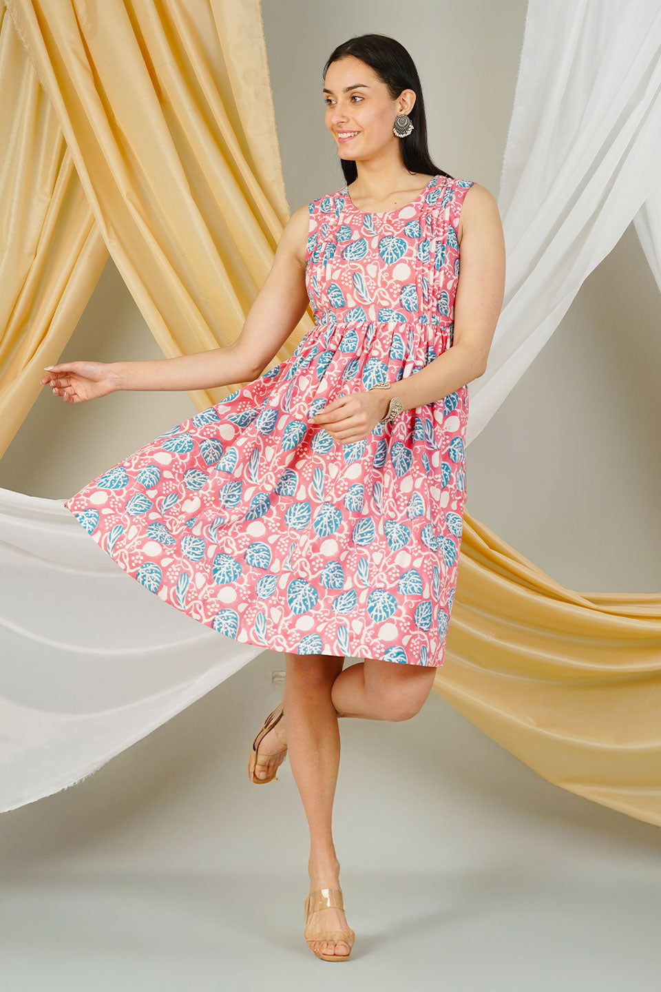 jaipur cotton dress Pink size:44 MuchXi Princess Long Flower Its a super comfortable cf-type-homecoming-dress