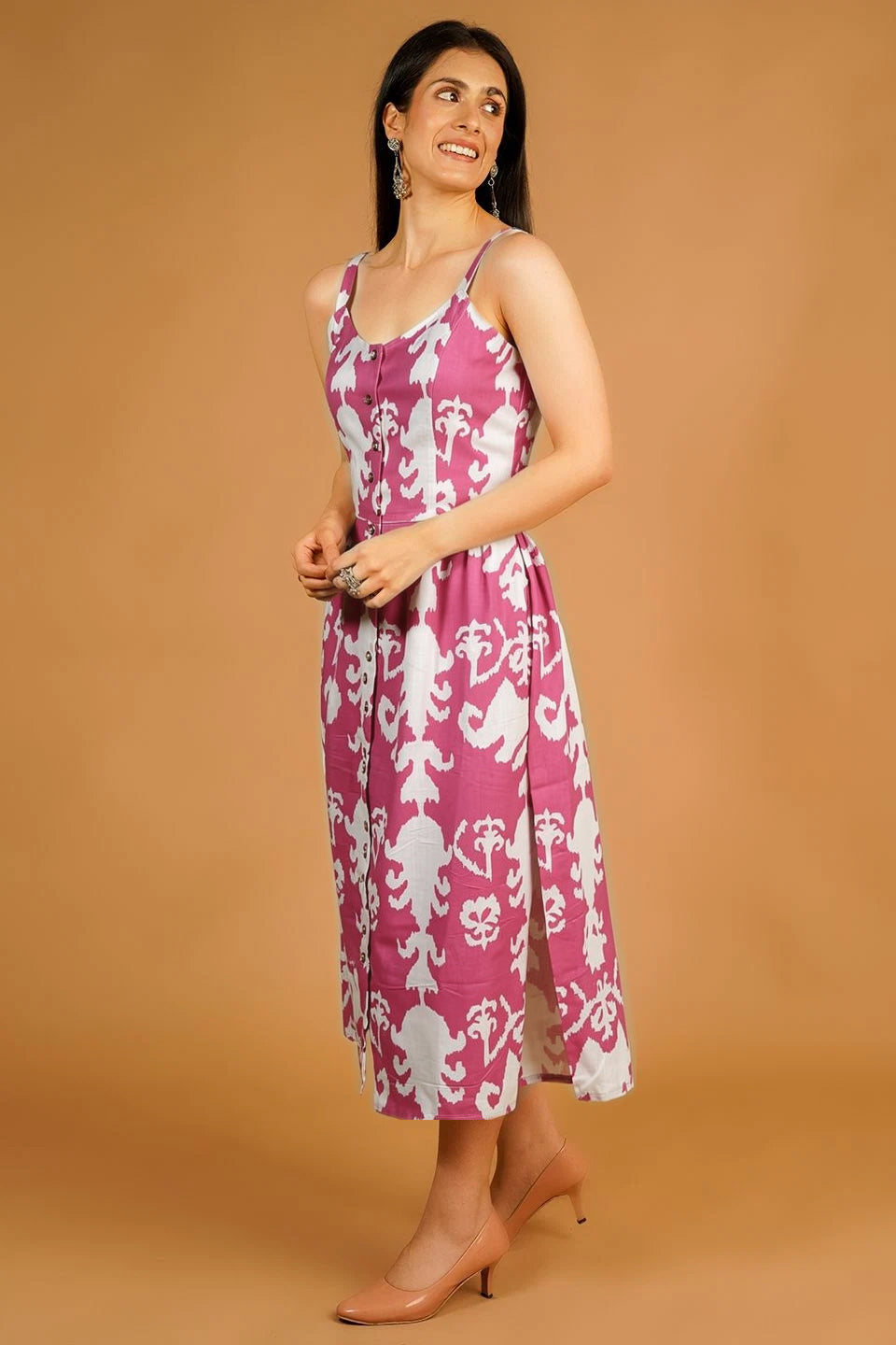 Jaipur Cotton Pink Midi Dress