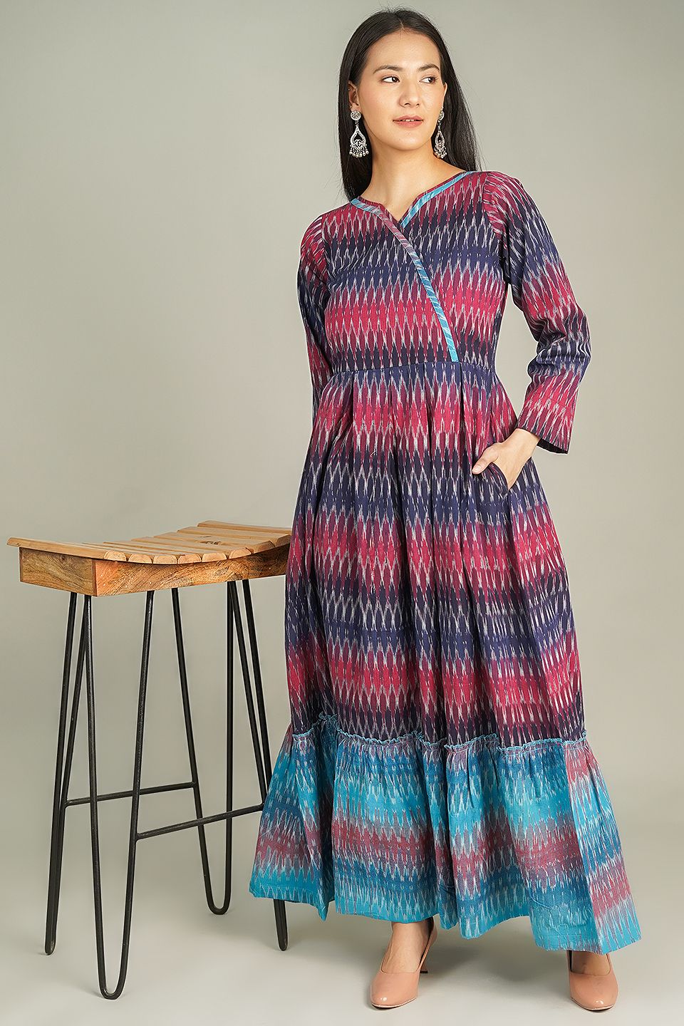 Multicolored Ikat Print Maxi Dress main image 0