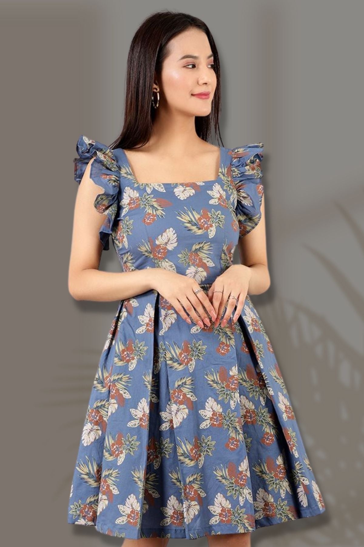 Cotton Midi Blue Kleid