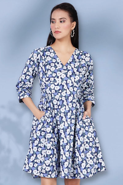 Mini-robe bleue 100 % coton