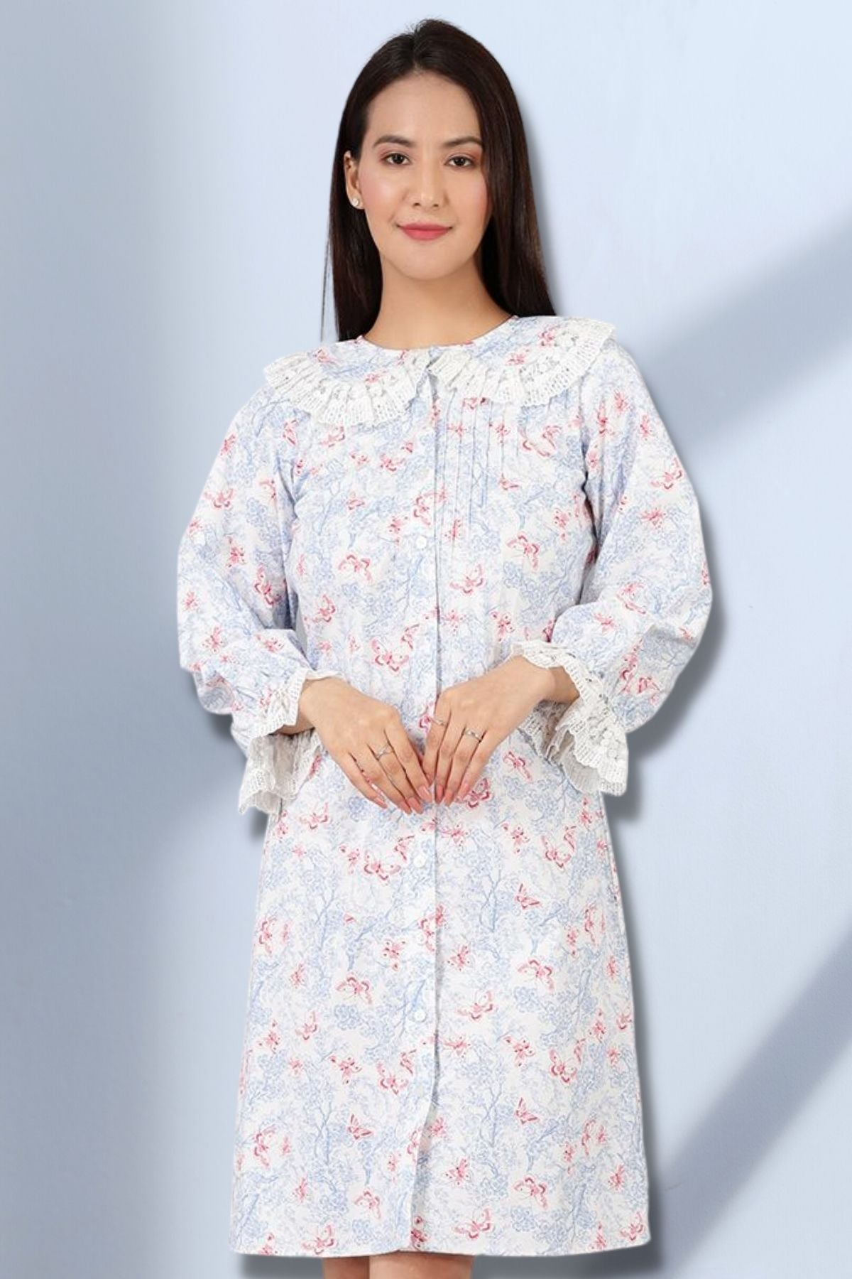 Robe mi-longue blanche en coton