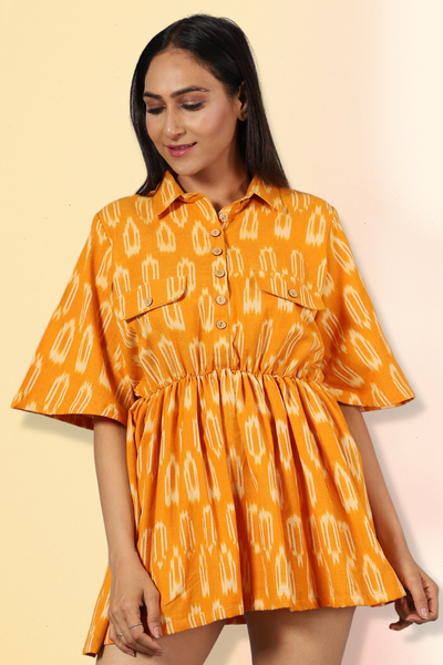 Ikat Mini Yellow Dress