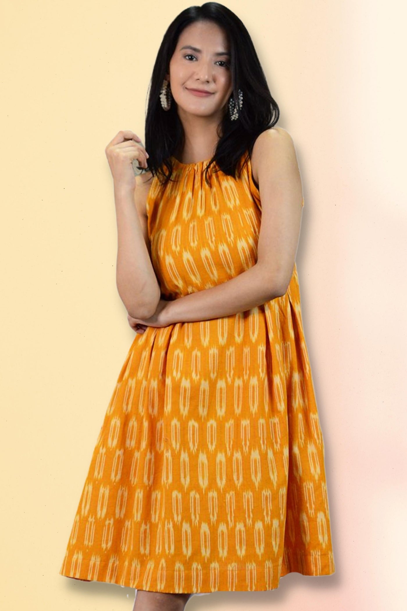 Abito giallo ikat midi