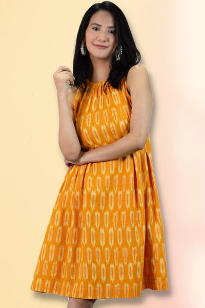 Ikat Midi Yellow Dress