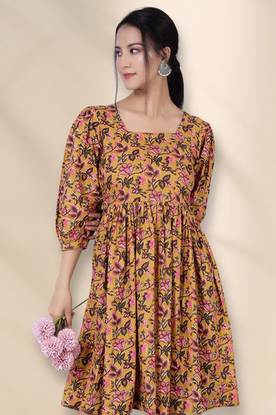 Bagru Midi Multicolored Dress