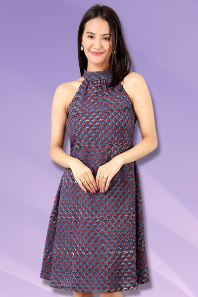 Vestido azul bagru midi