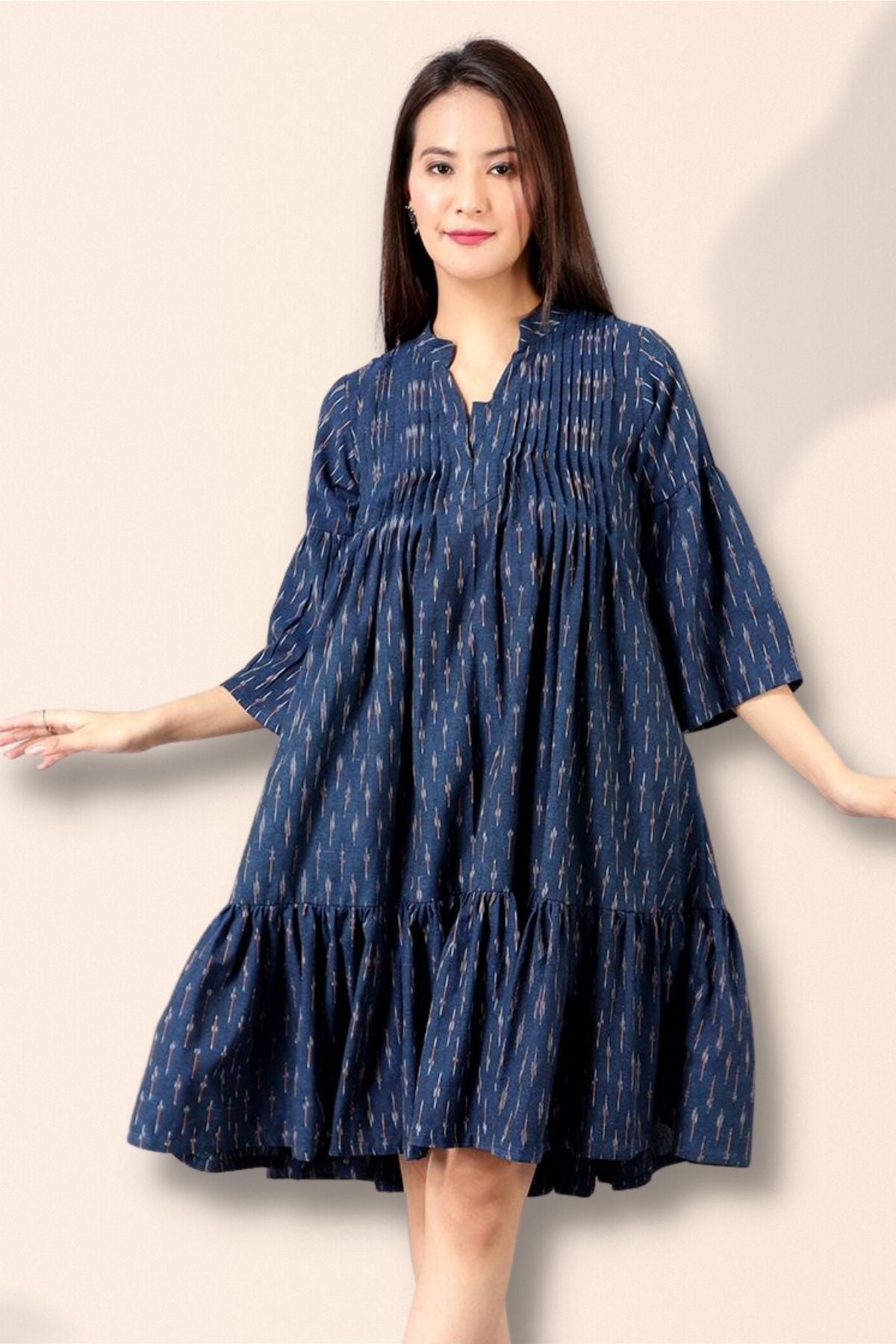 Vestido azul Ikat Midi