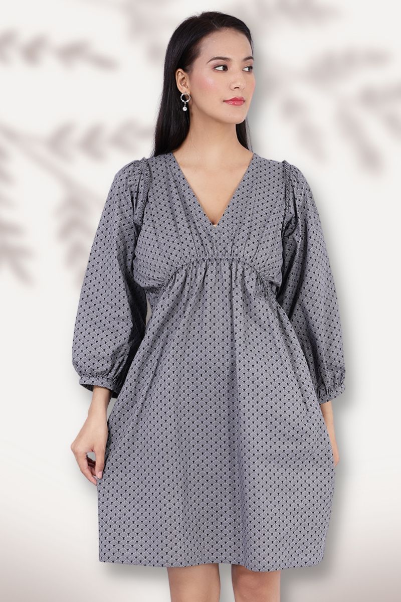 100% Cotton Mini Grey Dress