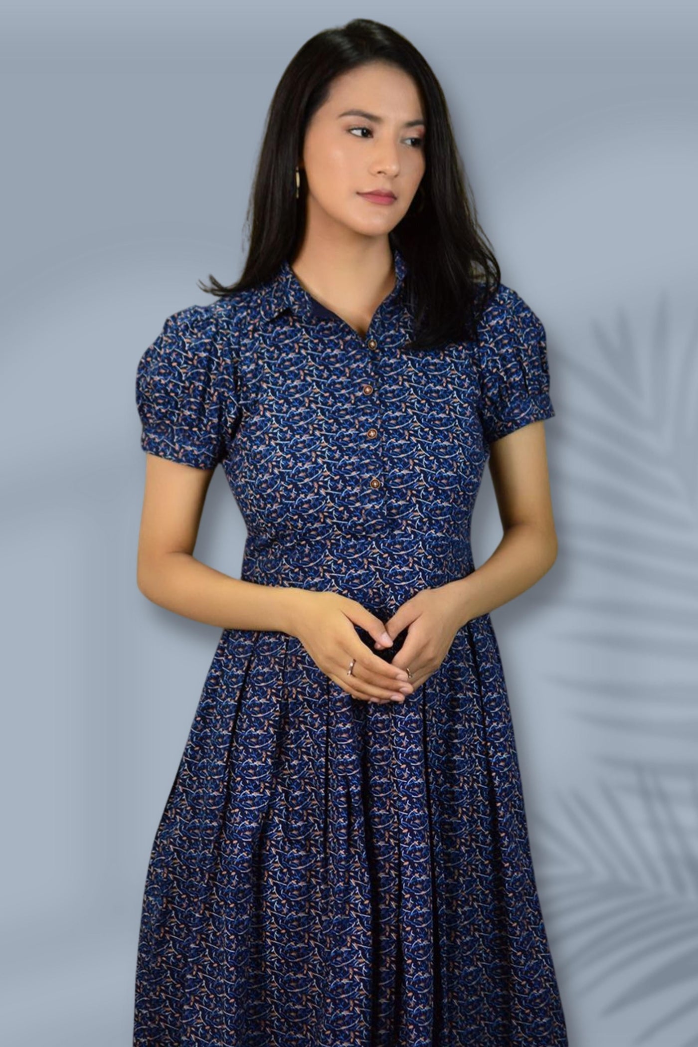 100% Cotton Mini Blue Dress