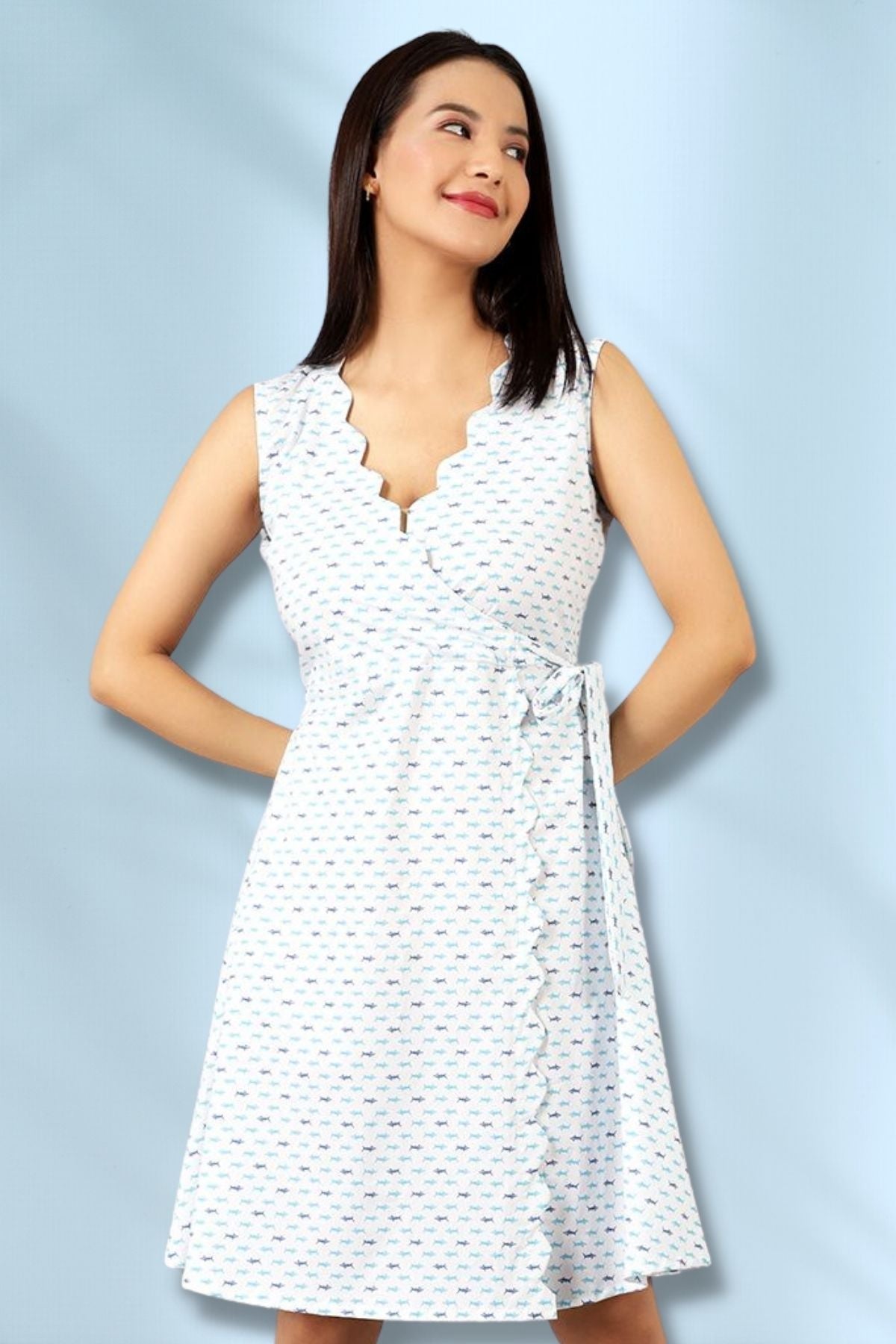 Robe mi-longue blanche en coton