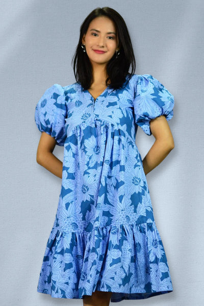 Mini-robe bleue 100 % coton