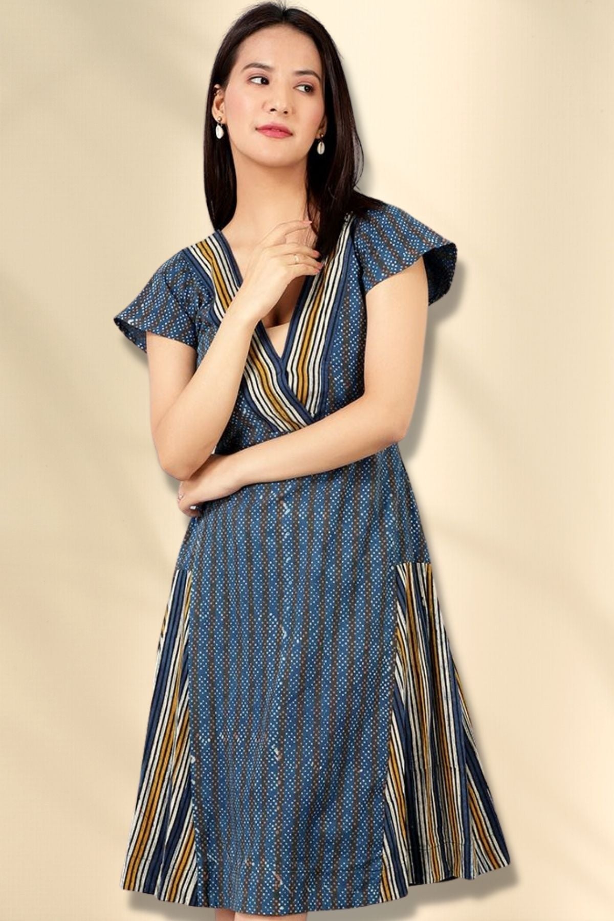 Bagru Midi Blue Dress