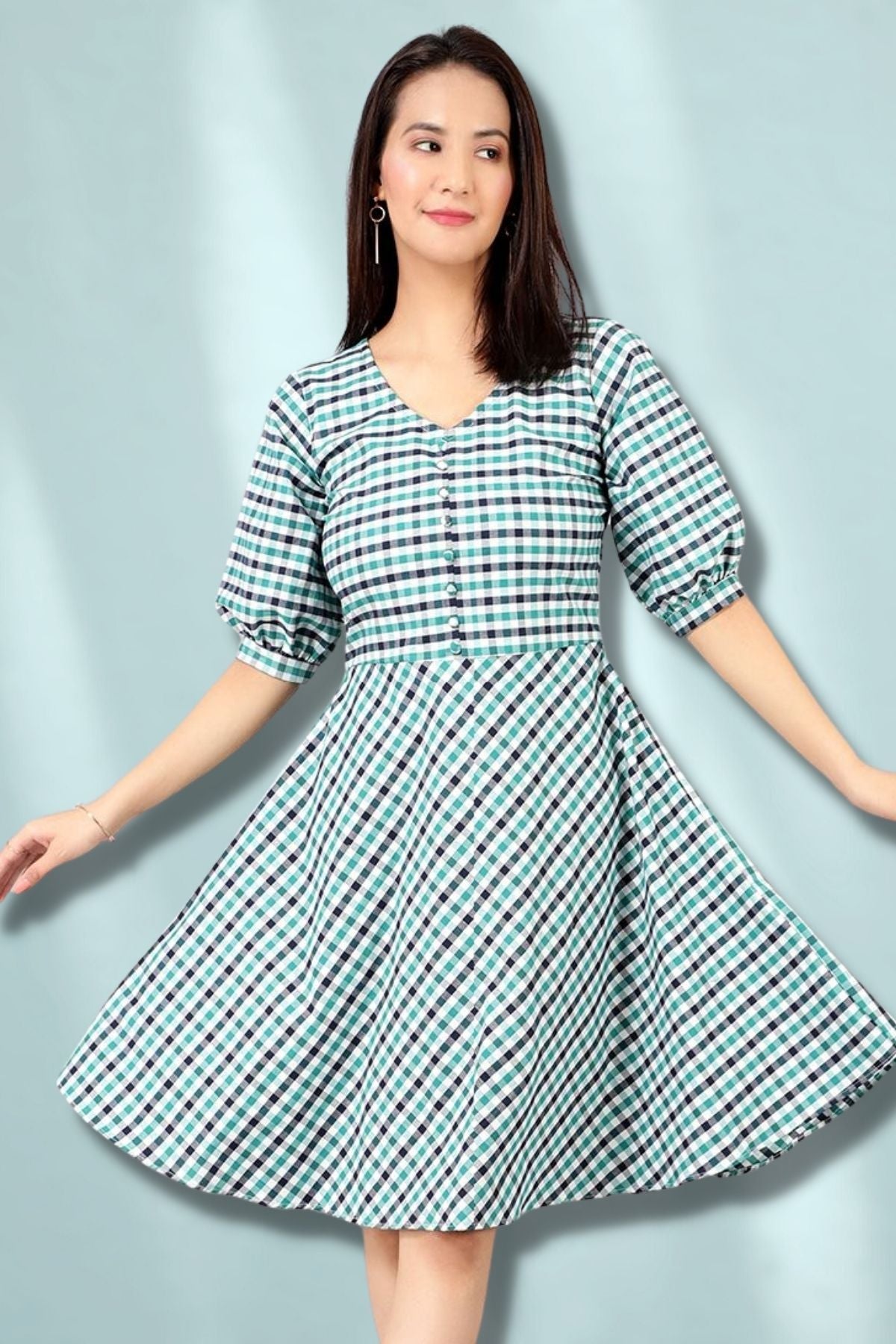 Cotton Midi Green Dress