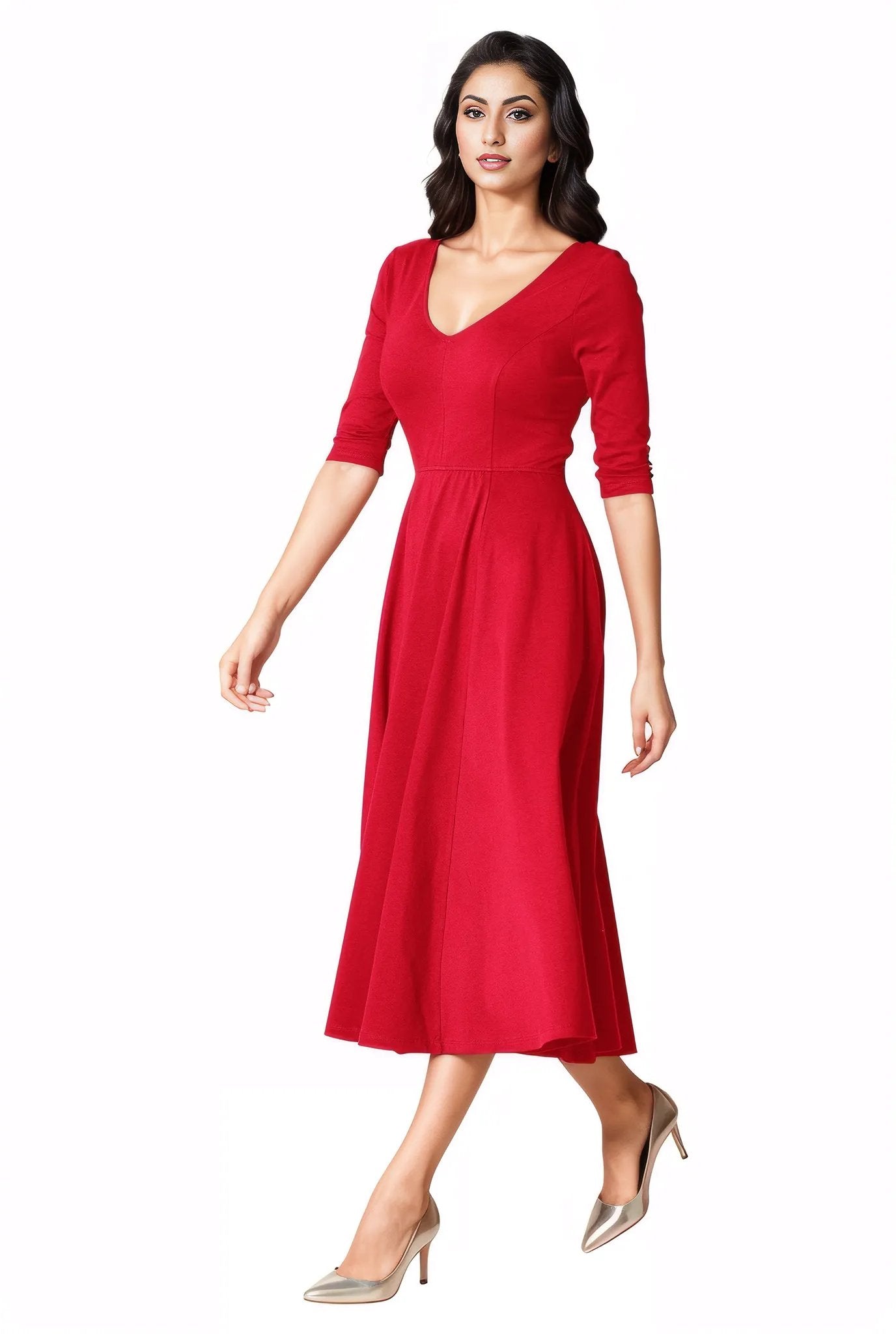 Cotton Jersey Fit And Flare Dress