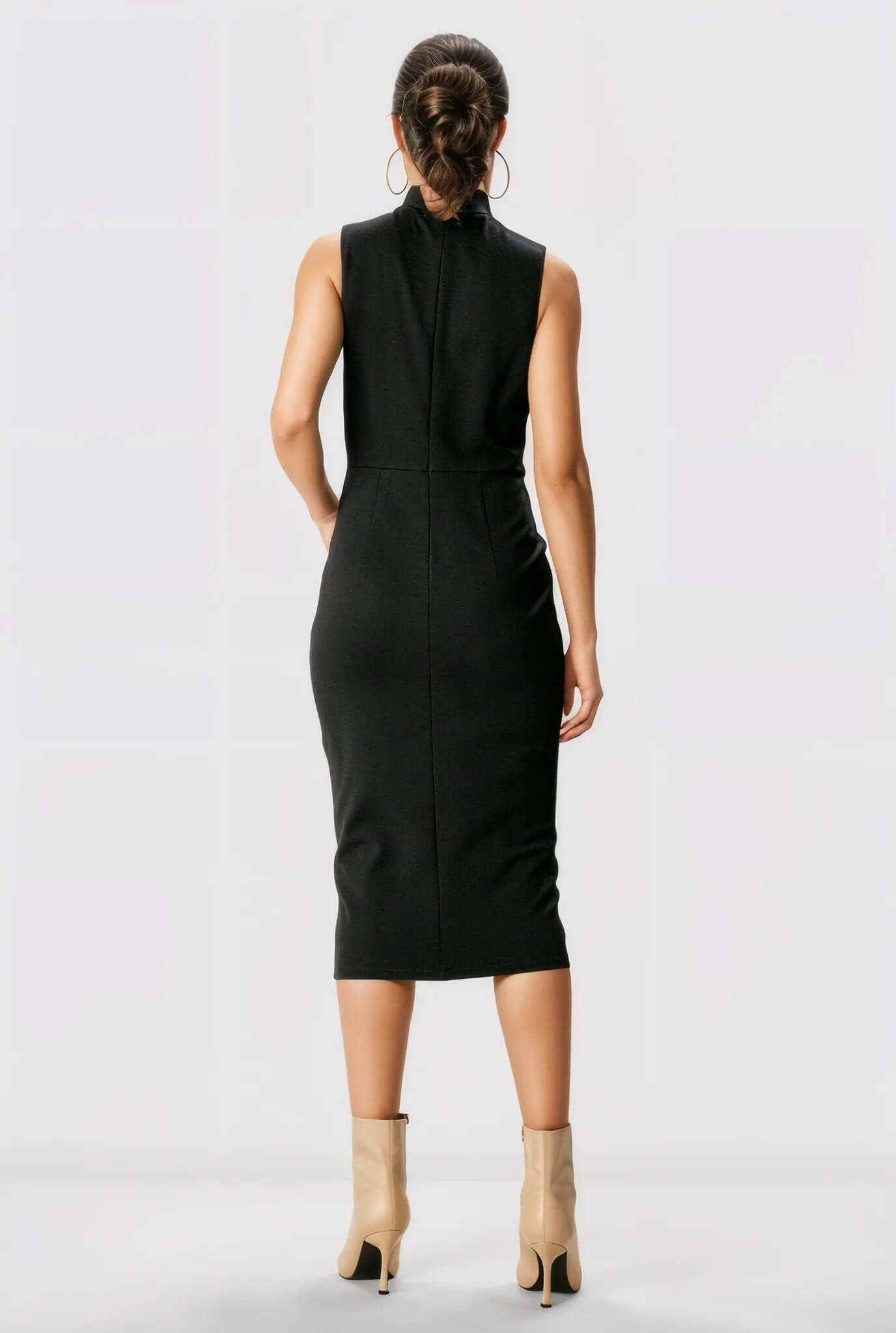 High Neck Ponte Knit Sheath Dress