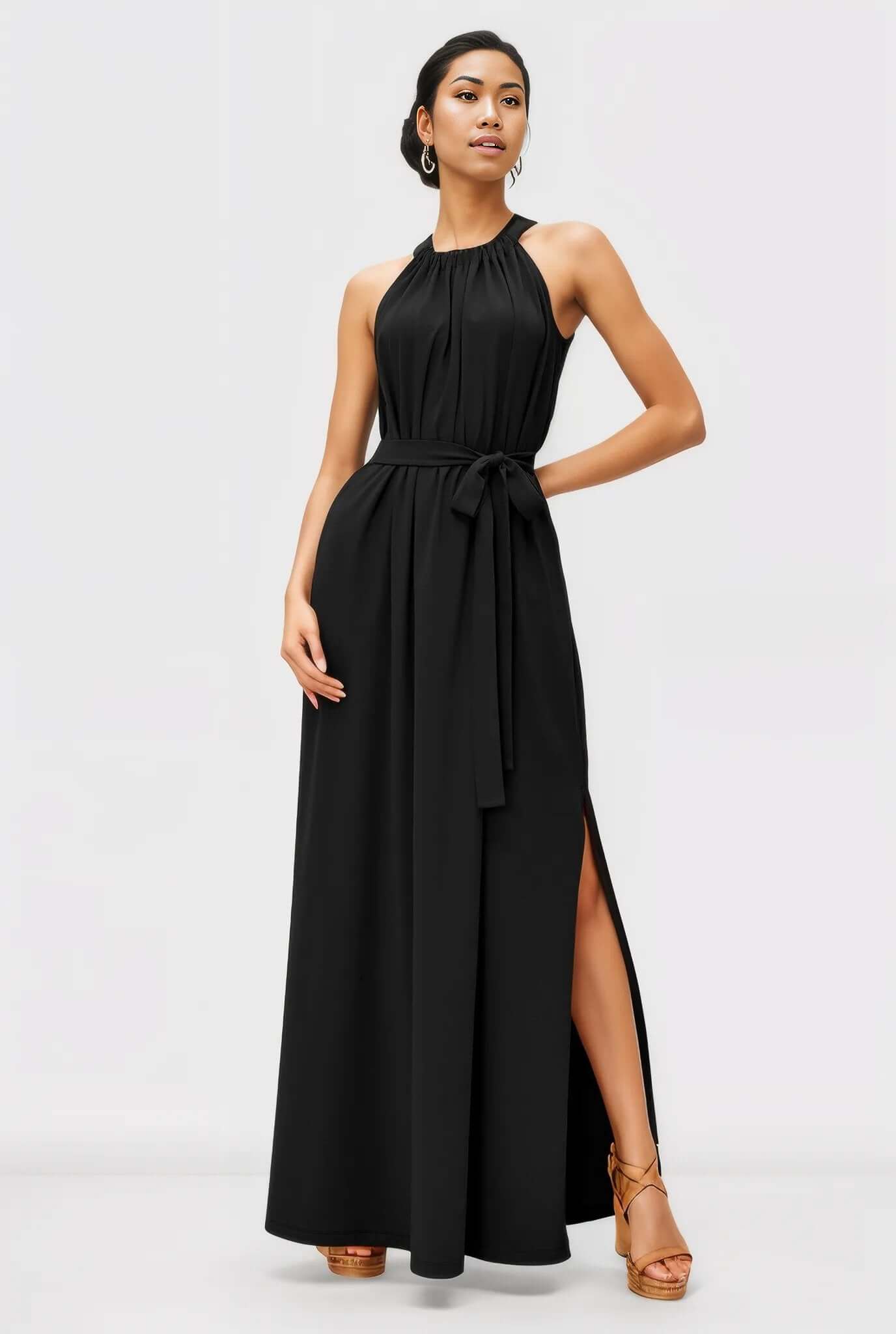 Cotton Jersey Maxi Halter Dress