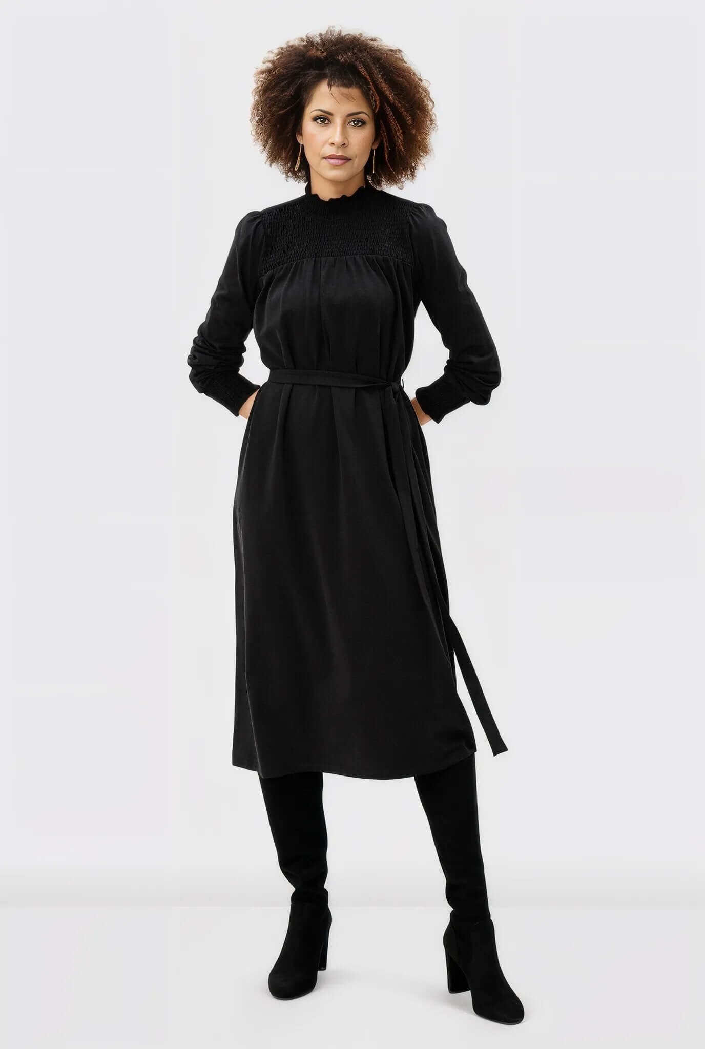 Ruched Jersey Knit Smocked Dress