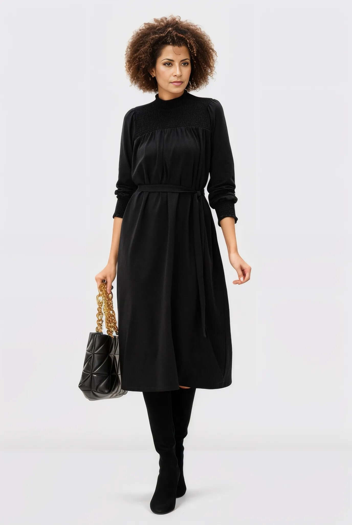 Ruched Jersey Knit Smocked Dress