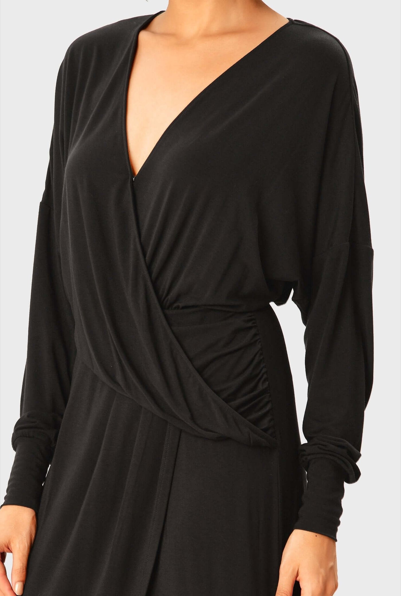 Jersey Knit Draped Surplice Dress