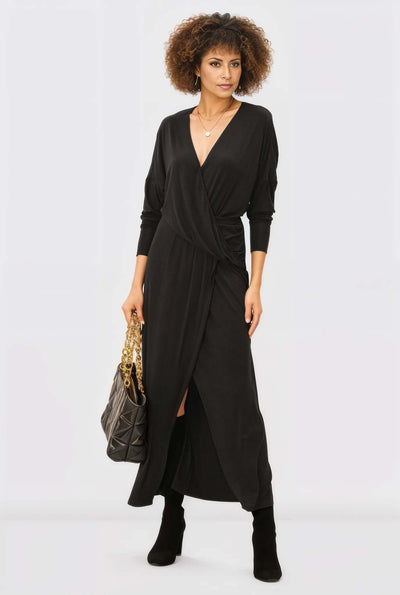 Jersey Knit Draped Surplice Dress