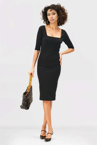 Cotton Jersey Knit Empire Sheath Dress