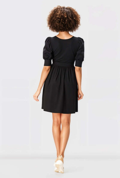 Puff Sleeve Cotton Jersey Surplice Dress