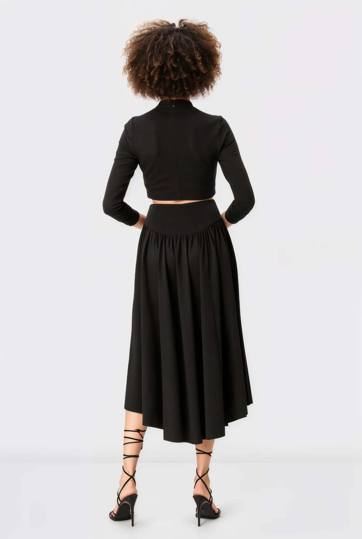 Ruched Cotton Jersey Crop Top And Skirt Set