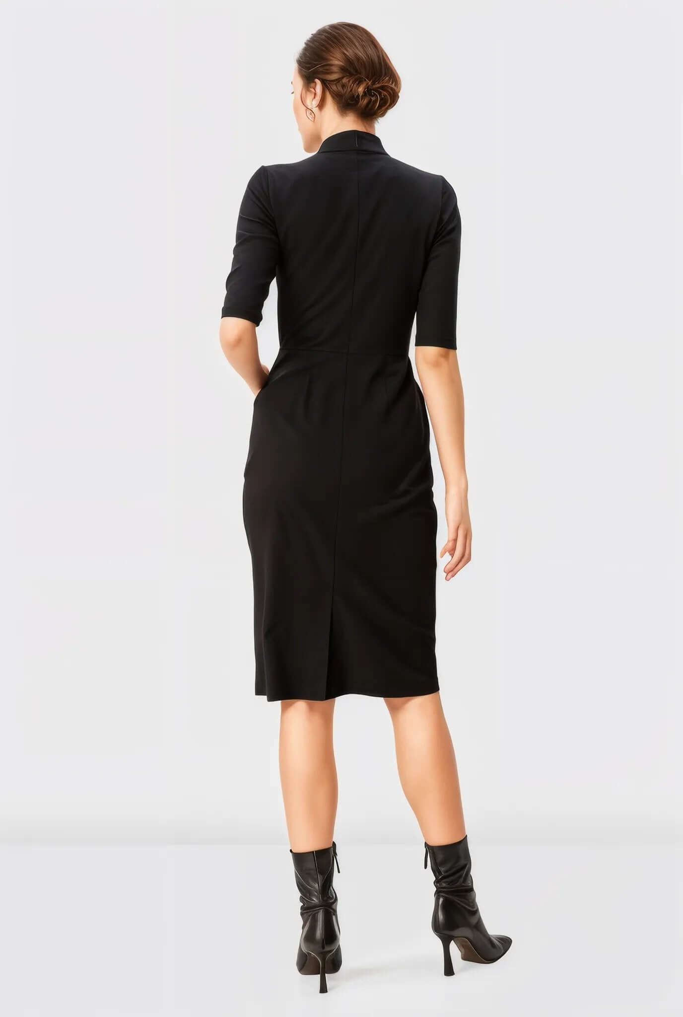 Faux Button Front Cotton Jersey Sheath Dress