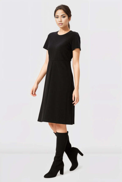 Metal Zip Back Ponte Knit Dress