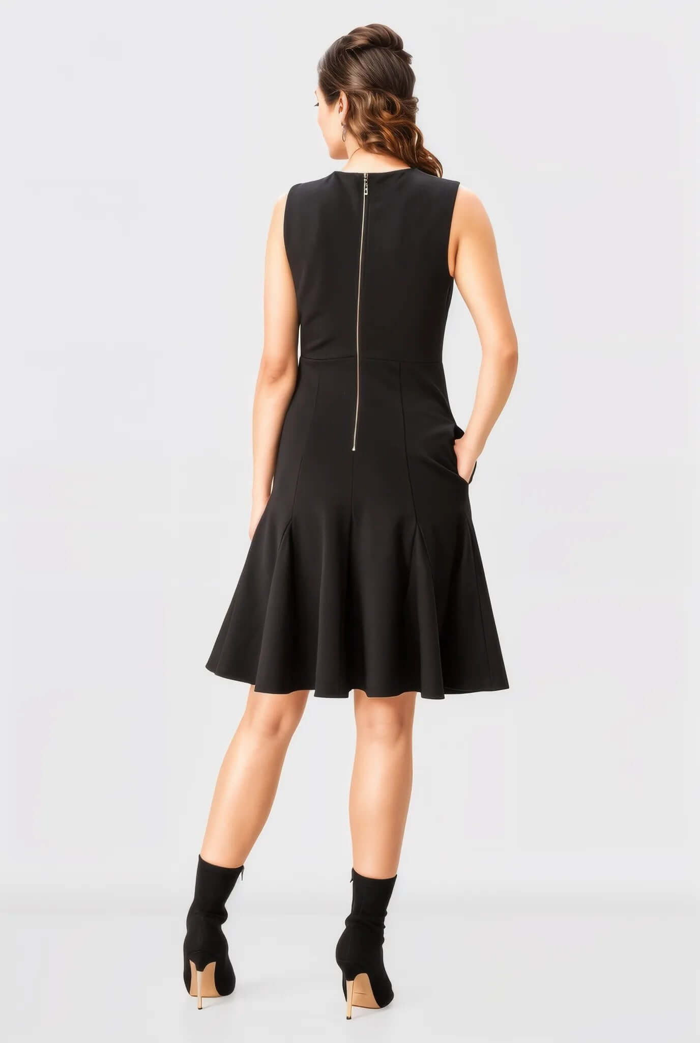 Metal Zip Back Ponte Knit Dress