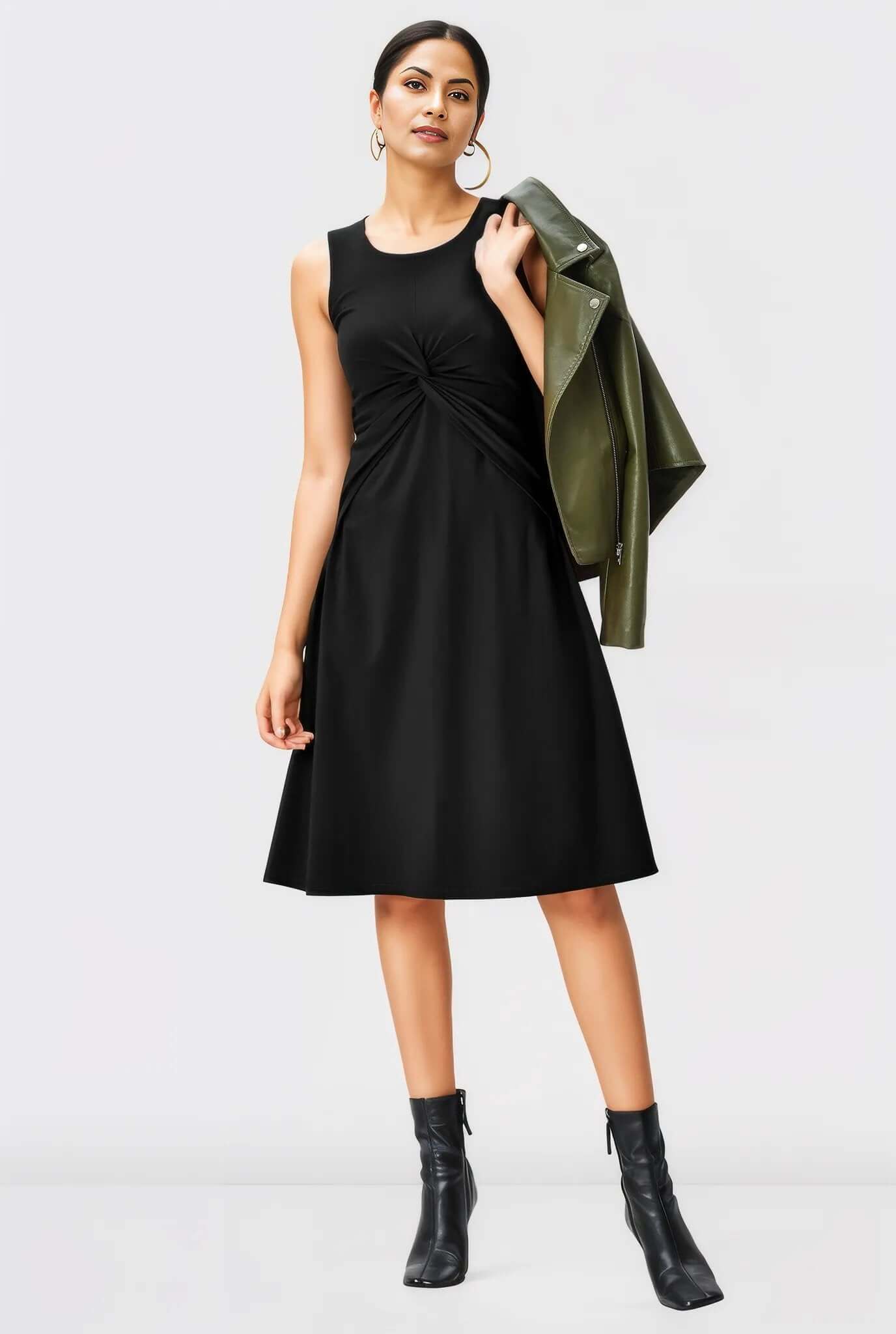 Twist Front Cotton Jersey Dress