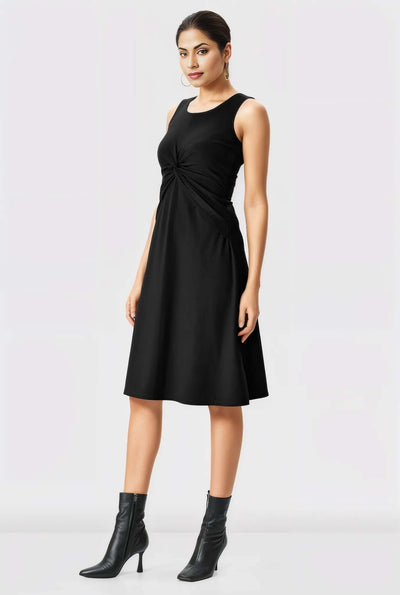 Twist Front Cotton Jersey Dress