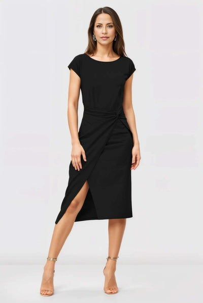 Twist Waist Cotton Jersey Sheath Dress