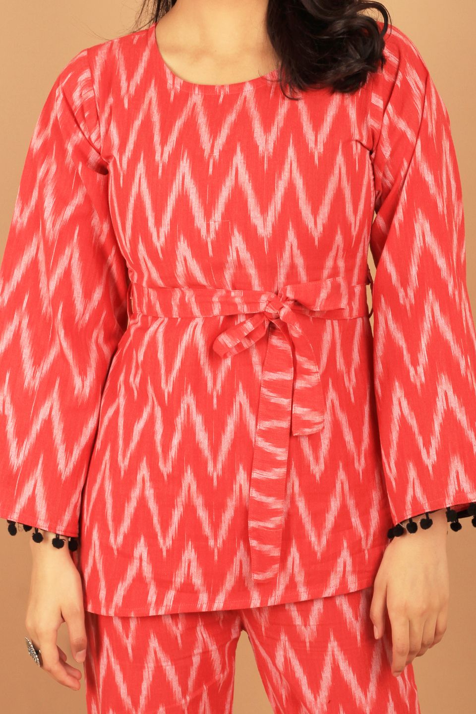 Ikat Cotton Red Cord Set