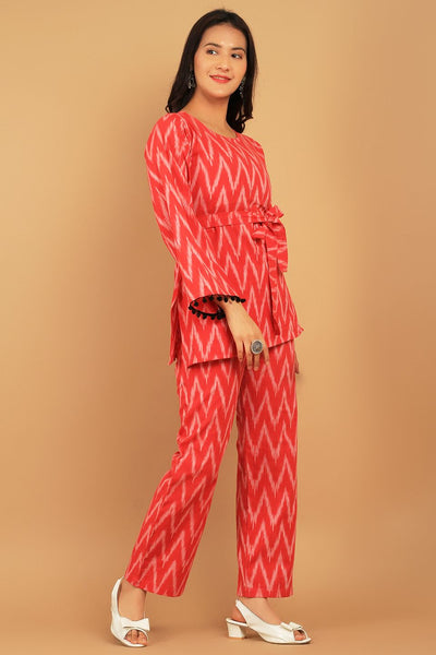 Ikat Cotton Red Cord Set