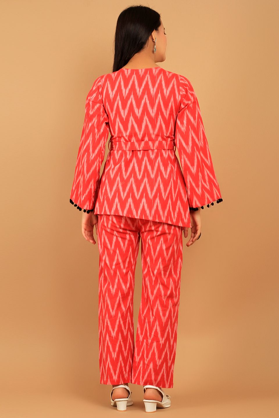 Ikat Cotton Red Cord Set