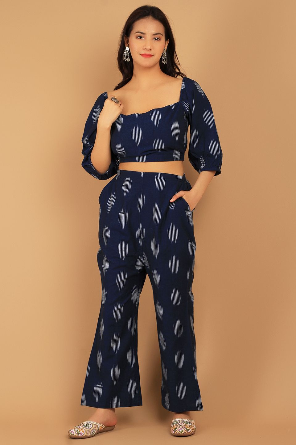 Ikat Cotton Blue Cord Set