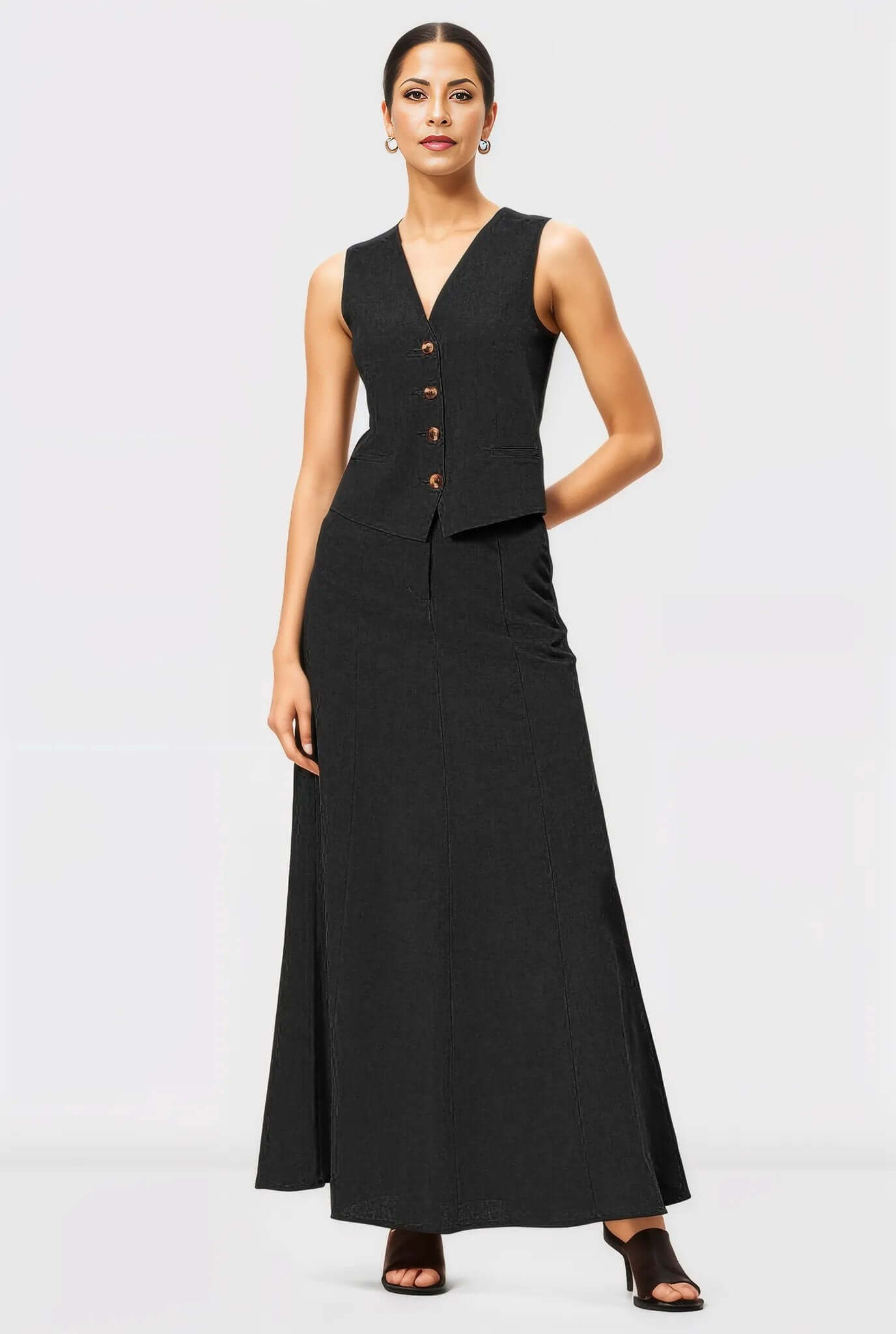 Black Linen Skirt Co-ord Set