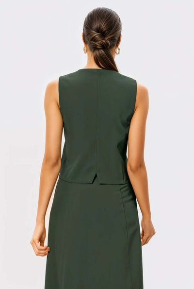 Green Linen Skirt Co-ord Set
