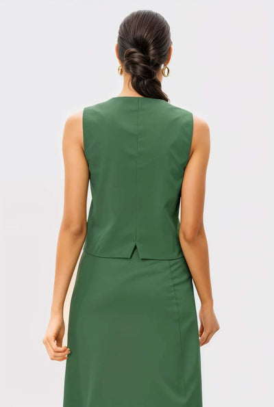 Green Linen Skirt Co-ord Set