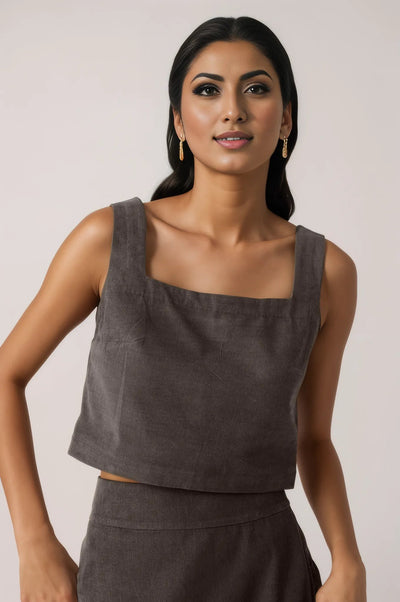 Brown Corduroy Skirt Co-ord Set