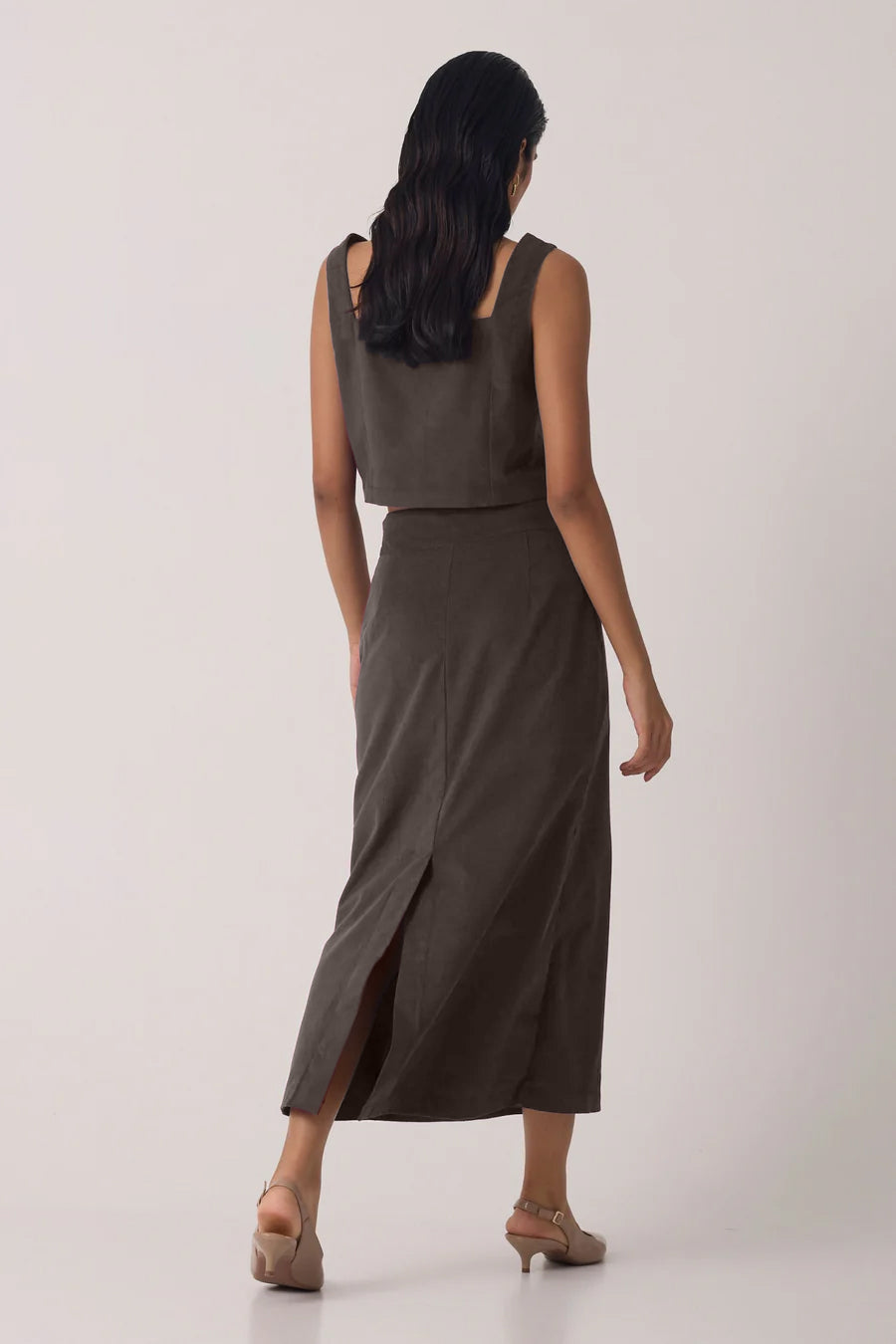 Brown Corduroy Skirt Co-ord Set