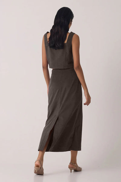 Brown Corduroy Skirt Co-ord Set