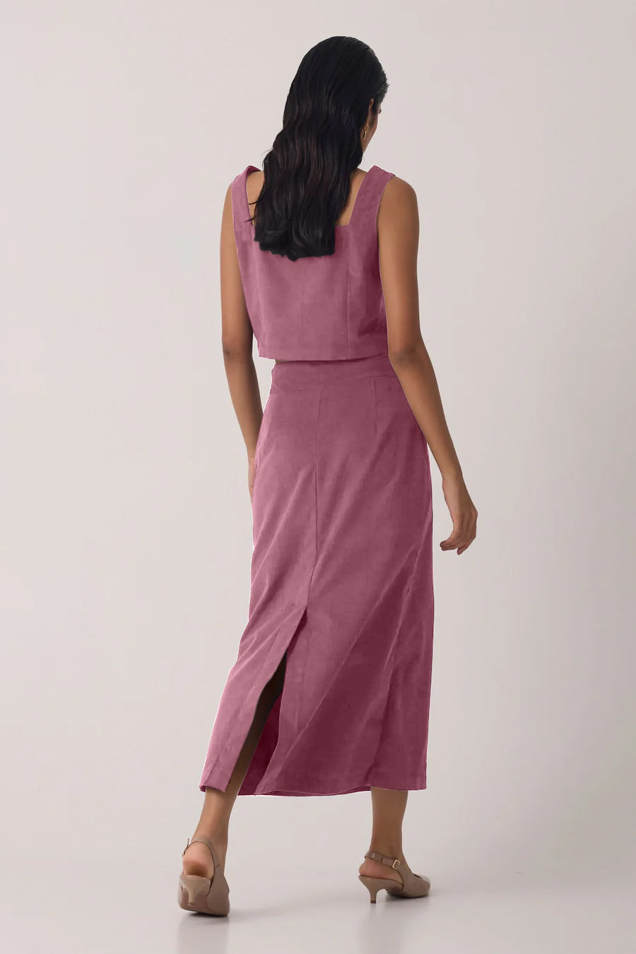 Pink Corduroy Skirt Co-ord Set