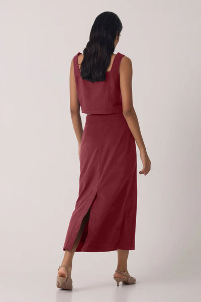 Red Corduroy Skirt Co-ord Set