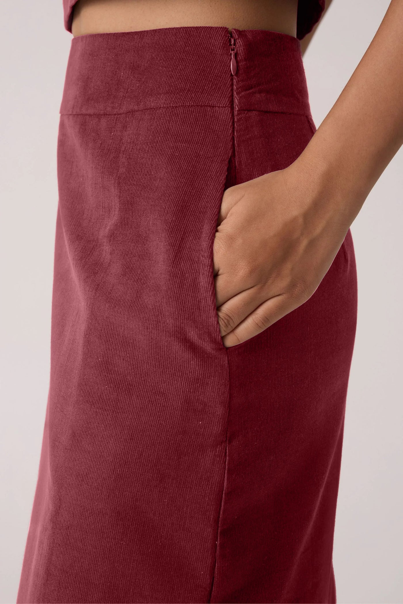 Red Corduroy Skirt Co-ord Set